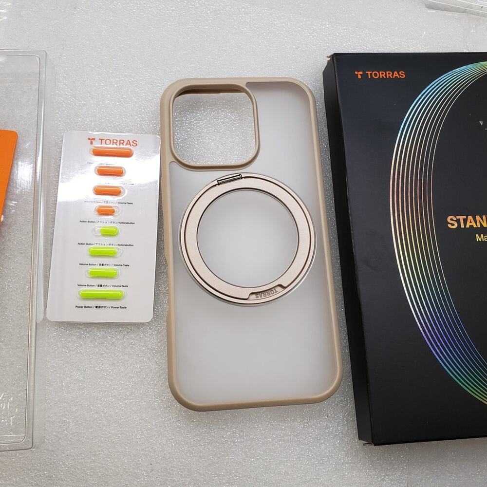 TORRAS Mag 360 Ostand O3 for iPhone 16 Pro Case. Gold / Beige Translucent